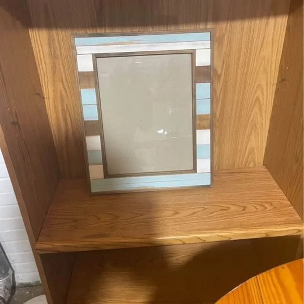 Rustic Wood Picture Frame Blue White Gray Brown Distressed Coastal Decor 18x15